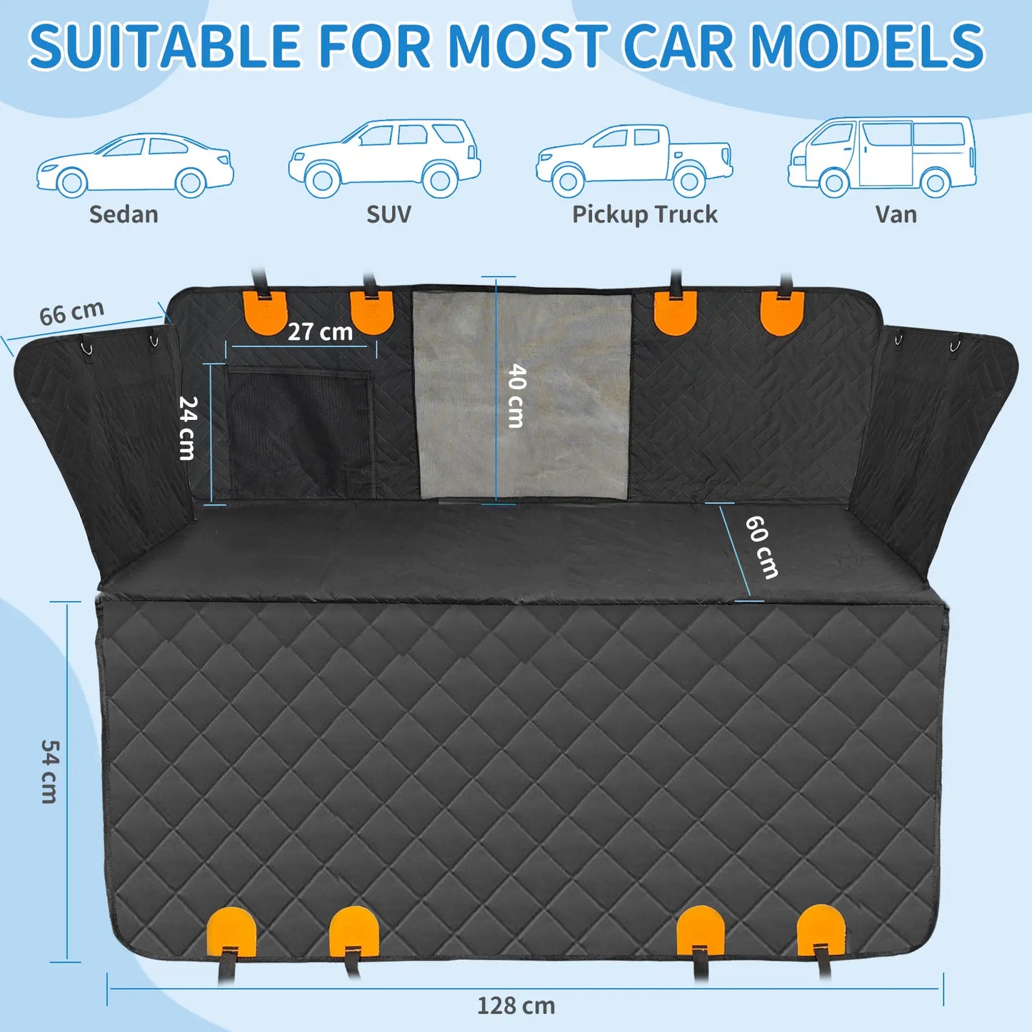 PETZOOKA Back Seat Extender for Dogs Hard Bottom Car Seat Cover for Dogs with Mesh Window Waterproof Backseat Pet Cover Hard Bottom-Dog Car Seat Cover for Back Seat Dog Hammock for Car/Suv