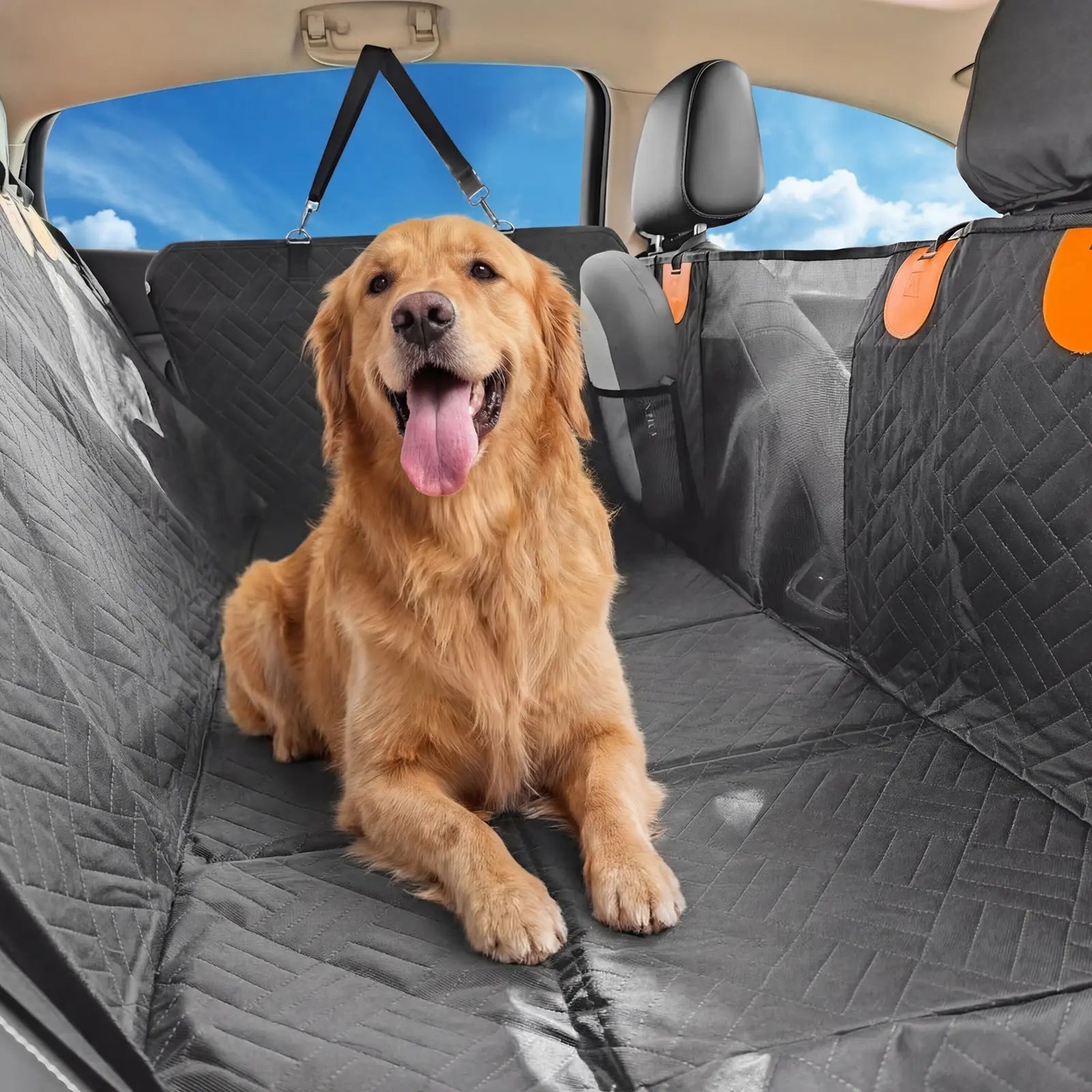 PETZOOKA Back Seat Extender for Dogs Hard Bottom Car Seat Cover for Dogs with Mesh Window Waterproof Backseat Pet Cover Hard Bottom-Dog Car Seat Cover for Back Seat Dog Hammock for Car/Suv