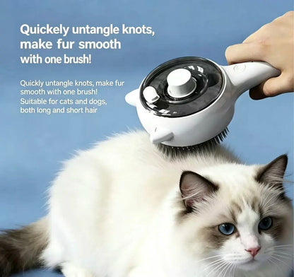Pet Deshedding Spray Brush for Cats/Dogs - Stainless Steel Slicker Grooming Tool, 1-Button Hair Removal, Adjustable Steam Mist Settings, Moisturizing, Gentle on Skin, Universal Fit Grooming Accessory for Pet Lovers