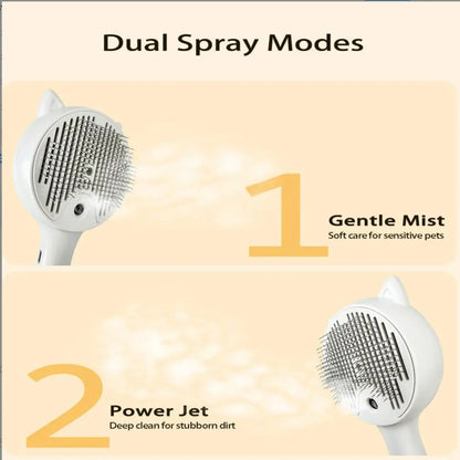Pet Deshedding Spray Brush for Cats/Dogs - Stainless Steel Slicker Grooming Tool, 1-Button Hair Removal, Adjustable Steam Mist Settings, Moisturizing, Gentle on Skin, Universal Fit Grooming Accessory for Pet Lovers