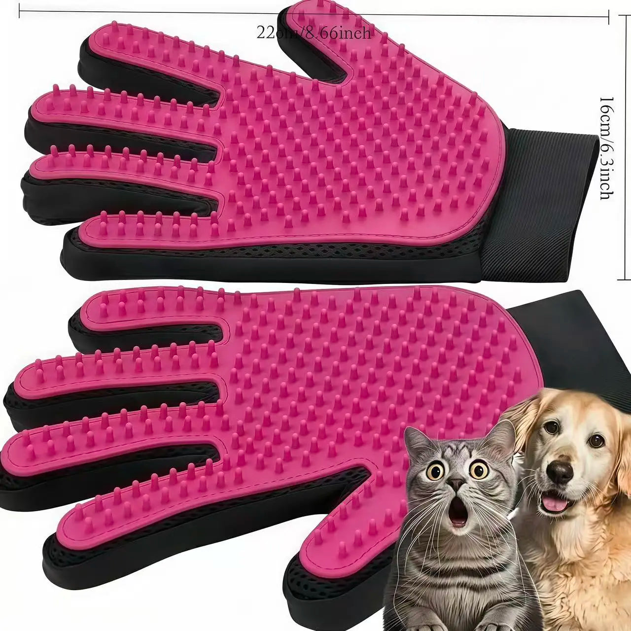 2-In-1 Full-Coverage Pet Hair Remover Glove - Efficient Deshedding & Fur Removal Tool, Massage Mitt for Pets That Boosts Shiny Smooth Coats, Improves Blood Circulation, Reduces Allergens, Home Care Cleaning Supply, Deshedding Tool