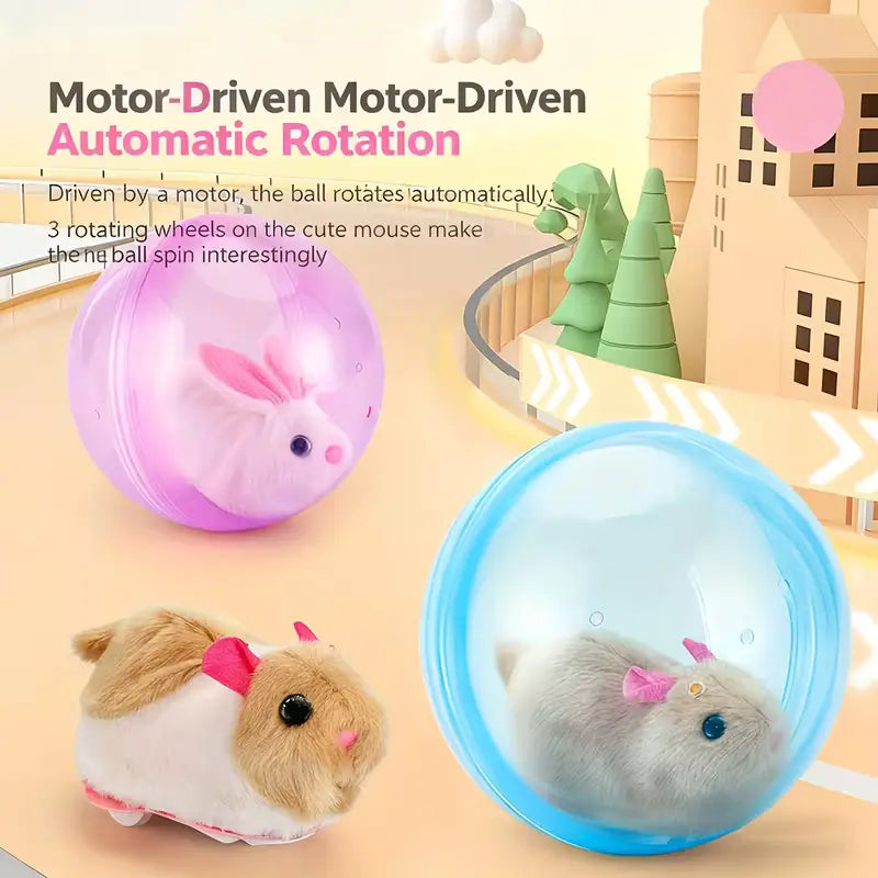 Boredom Buster Smart Cat Toy USB Rechargeable Auto-Rolling Ball with Mouse Hands-Free Play for Indoor Cats