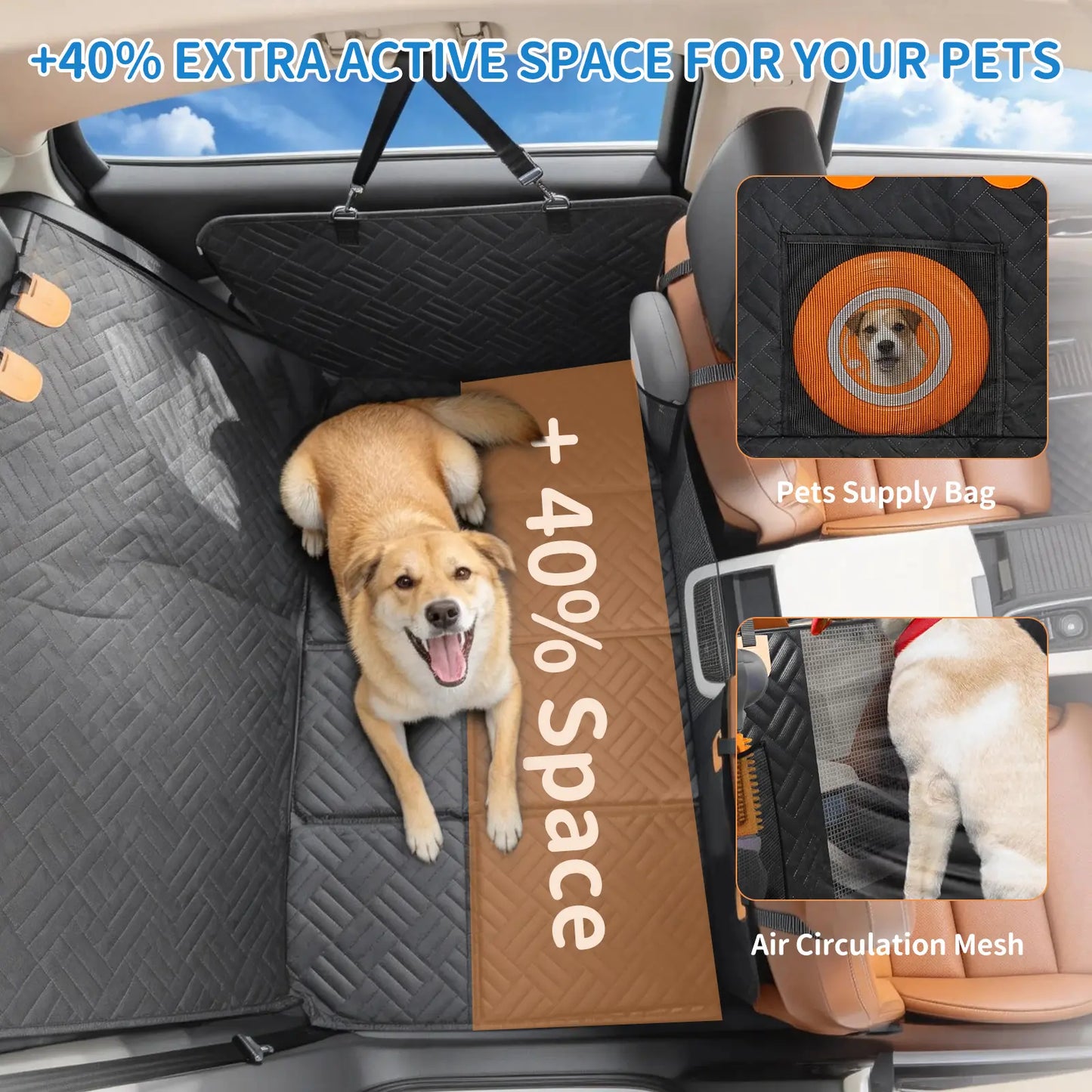PETZOOKA Back Seat Extender for Dogs Hard Bottom Car Seat Cover for Dogs with Mesh Window Waterproof Backseat Pet Cover Hard Bottom-Dog Car Seat Cover for Back Seat Dog Hammock for Car/Suv