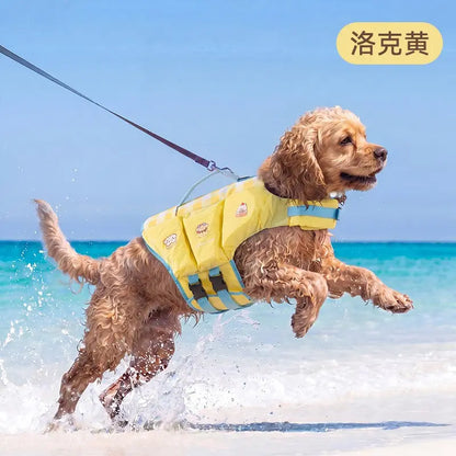 Dog Life Jacket - Pet High-Visibility Gear with Bright Contrast Colors, Ripstop Quick-Dry Fabric, Head Support, Enhances Visibility Water Safety Lifesaver for Pool, Lake Activities