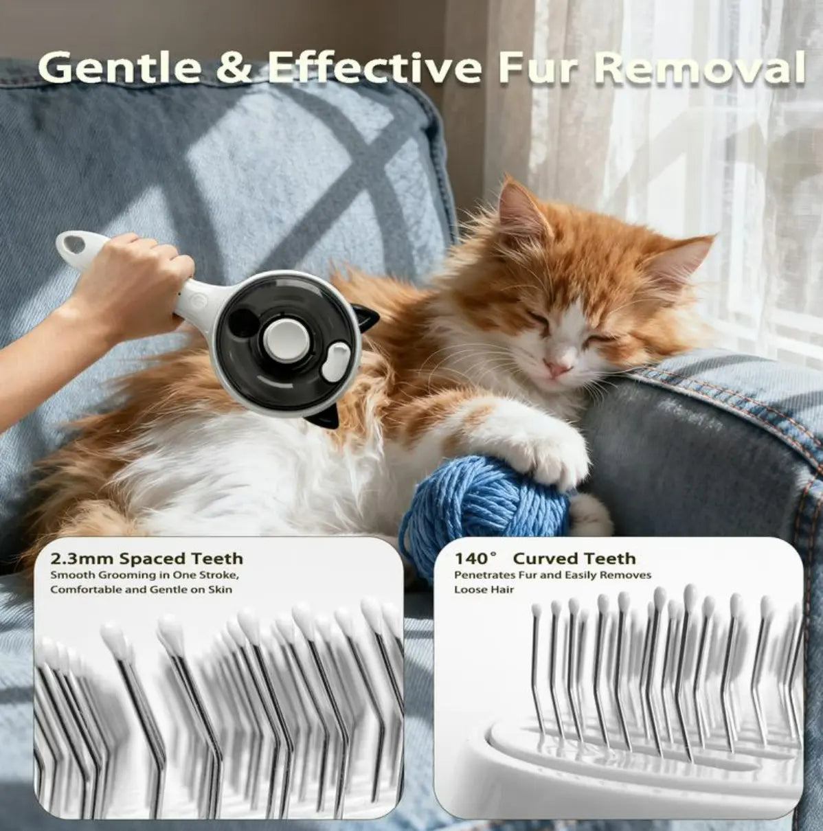 Pet Deshedding Spray Brush for Cats/Dogs - Stainless Steel Slicker Grooming Tool, 1-Button Hair Removal, Adjustable Steam Mist Settings, Moisturizing, Gentle on Skin, Universal Fit Grooming Accessory for Pet Lovers