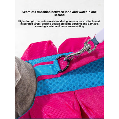 Dog Life Jacket - Pet High-Visibility Gear with Bright Contrast Colors, Ripstop Quick-Dry Fabric, Head Support, Enhances Visibility Water Safety Lifesaver for Pool, Lake Activities
