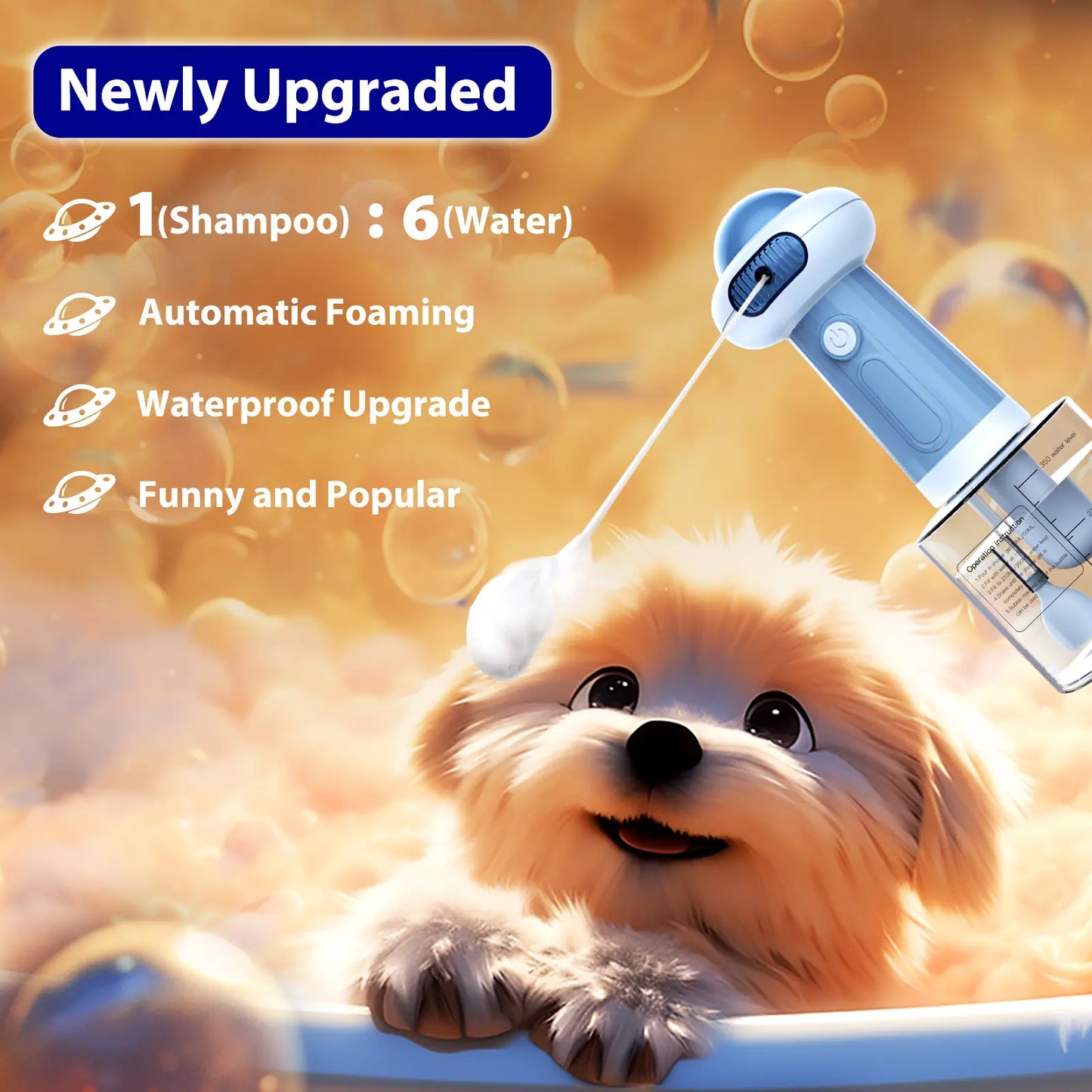 [Creator Pick] Electric Dog Shampoo Dispenser, Dog Shampoo Sprayer, Duck Shampoo Foamer for Pet, Foaming Soap Dispenser for Bathtub, Kitchen Sink Cleaning Grooming Bubbles