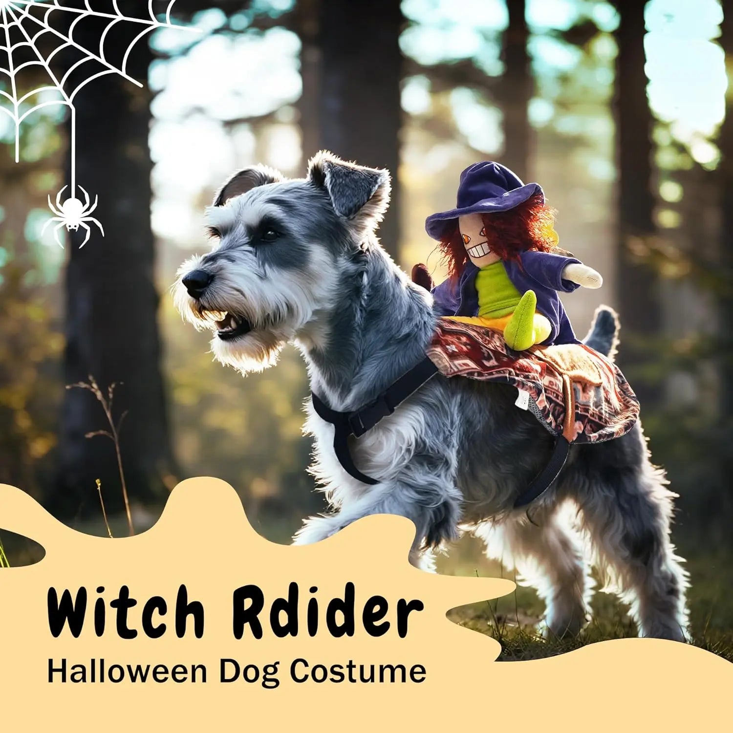 Fuzzwoof Howling Witch Dog Halloween Costume with Spooky Sound Effects, Humorous Dog Outfit Featuring Creepy Laughing Witch, Suitable for All Breeds (Large)