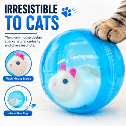 Boredom Buster Smart Cat Toy USB Rechargeable Auto-Rolling Ball with Mouse Hands-Free Play for Indoor Cats