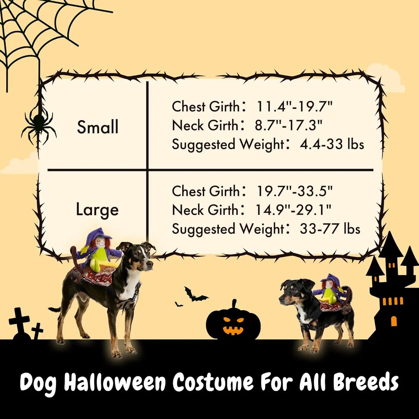 Fuzzwoof Howling Witch Dog Halloween Costume with Spooky Sound Effects, Humorous Dog Outfit Featuring Creepy Laughing Witch, Suitable for All Breeds (Large)