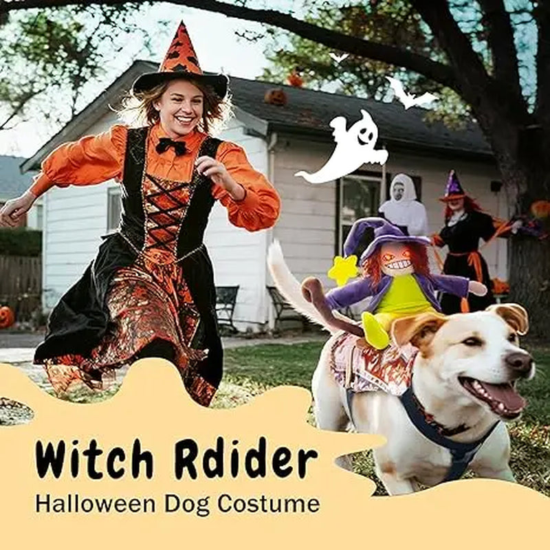 Fuzzwoof Howling Witch Dog Halloween Costume with Spooky Sound Effects, Humorous Dog Outfit Featuring Creepy Laughing Witch, Suitable for All Breeds (Large)