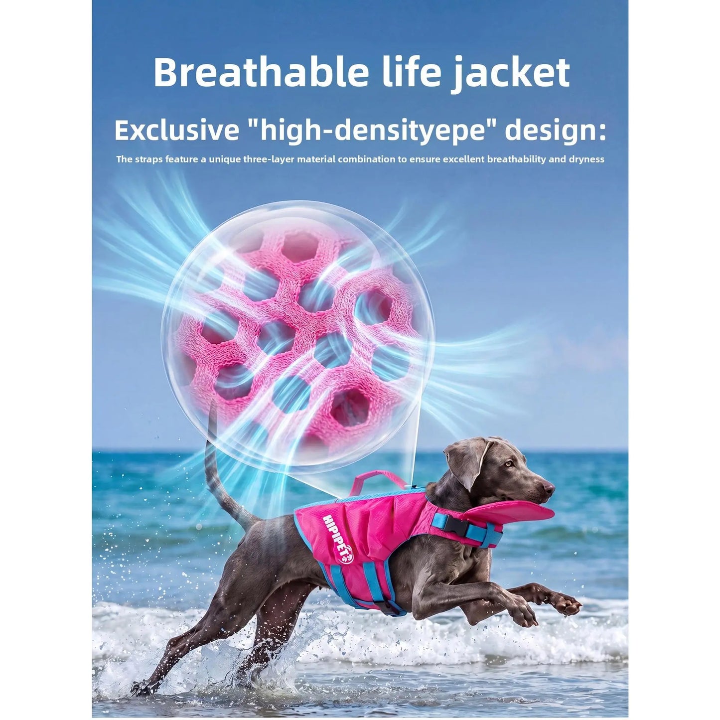 Dog Life Jacket - Pet High-Visibility Gear with Bright Contrast Colors, Ripstop Quick-Dry Fabric, Head Support, Enhances Visibility Water Safety Lifesaver for Pool, Lake Activities