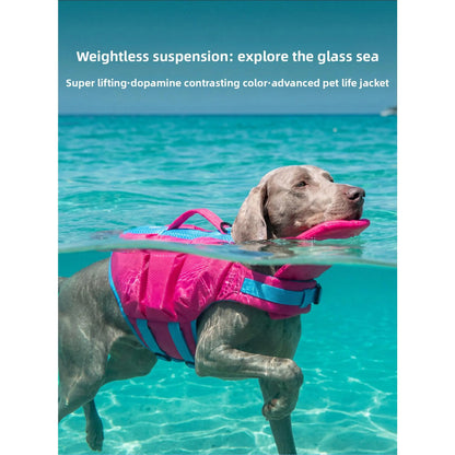 Dog Life Jacket - Pet High-Visibility Gear with Bright Contrast Colors, Ripstop Quick-Dry Fabric, Head Support, Enhances Visibility Water Safety Lifesaver for Pool, Lake Activities