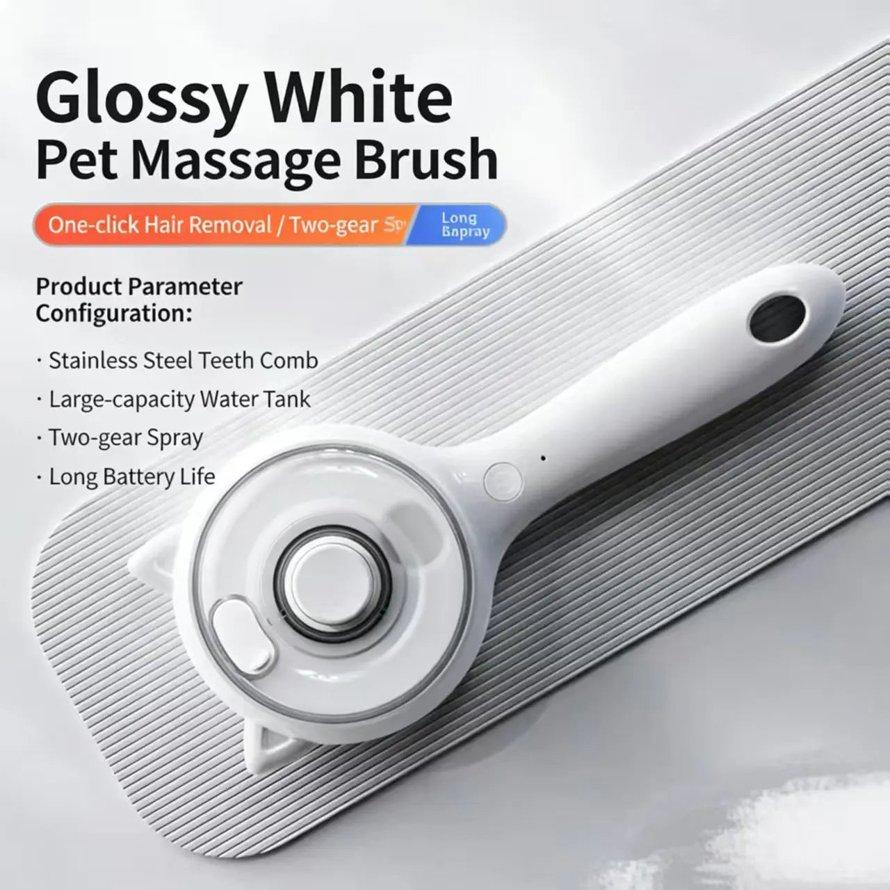Pet Deshedding Spray Brush for Cats/Dogs - Stainless Steel Slicker Grooming Tool, 1-Button Hair Removal, Adjustable Steam Mist Settings, Moisturizing, Gentle on Skin, Universal Fit Grooming Accessory for Pet Lovers
