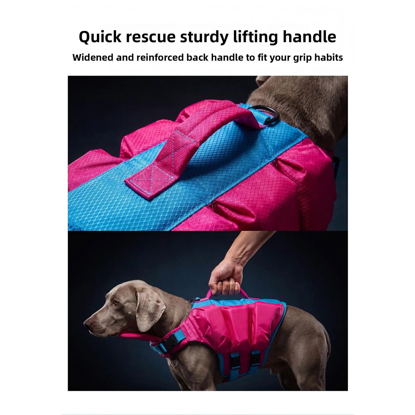 Dog Life Jacket - Pet High-Visibility Gear with Bright Contrast Colors, Ripstop Quick-Dry Fabric, Head Support, Enhances Visibility Water Safety Lifesaver for Pool, Lake Activities